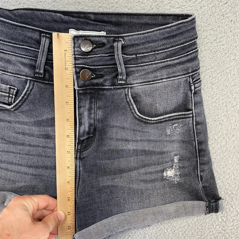 Kancan Denim Shorts Womens 0/25 Kurvy Ultra High Rise Stretchy Distressed Curvy - Picture 8 of 13